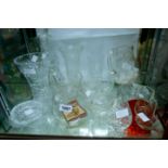 A quantity of assorted glassware including Royal Doulton crystal jug and glasses, vases, etc.