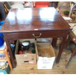 An 86cm 19th Century mahogany fold-over tea table with single gated action, long frieze drawer and