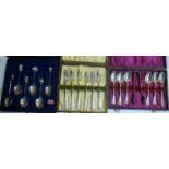 Three cased sets of silver plated cutlery