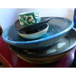 Seven pieces of studio pottery