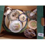 A box of assorted ceramics including Quimper, etc.