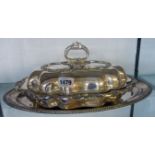 A Walker & Hall silver plated ornate entree dish and cover with detachable handle - sold with a