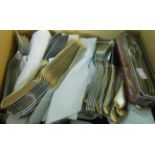 A quantity of boxed and loose matching Furst Furosil silver plated cutlery with gilt lined handles
