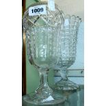 An Edwardian cut glass celery vase - sold with a similar pressed glass example