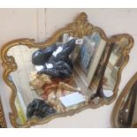 A vintage Rococo style gilt framed wall mirror with shaped plate - 78cm X 71cm