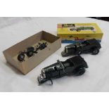 A vintage Revell model kit box for a 1929 Bentley containing two completed models of same