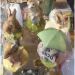 Five boxed Royal Albert and Beswick Beatrix Potter figures including Johnny Town Mouse eating