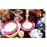 Assorted china including 19th Century Mason's hydra jug, Cauldon china cabinet plate, etc.