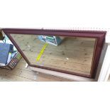 A reproduction mahogany effect and gilt line framed oblong wall mirror - 1.04m X 73cm