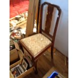 A 1930's chinoiserie standard chair with upholstered drop-in seat and bearing label for retailer J.