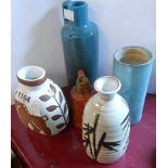 Five pieces of studio pottery including Norwegian, Tenby, West German, etc.