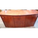 A 1.64m modern Skovby (Denmark) rosewood effect bow front sideboard with five central drawers and