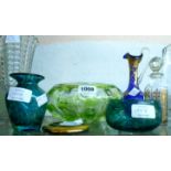 A quantity of assorted glassware including art glass bubbly bowl, etc.