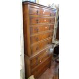 An 81cm 20th Century reproduction figured walnut chest on chest with four graduated long drawers