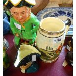 A Burlington Long John Silver musical Toby jug - sold with a Sylvan hunting ware similar and a