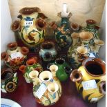 Eleven Torquay pottery tulip or udder vases including Longpark, Aller Vale, HM Exeter, etc. -