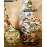A modern Imari style lamp - sold with a 20th Century Chinese ginger jar, no cover, marks to base