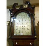 A 19th Century mahogany and crossbanded longcase clock, the 33cm silvered arch dial marked for Jn.