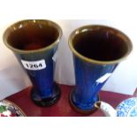 A pair of Denby Danesby ware electric blue trumpet vases