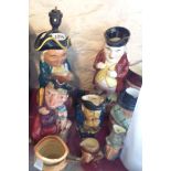 Nine assorted Toby and character jugs including Burlington lamp, Royal Doulton, etc. - various