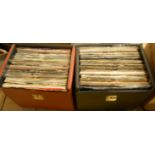 Two boxes of assorted vinyl 45 singles including Detroit Spinners, Marvin Gaye, Billy Ocean, Bee