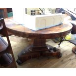 A 1.21m 19th Century rosewood veneered tilt-top breakfast table, set on triangular pillar and