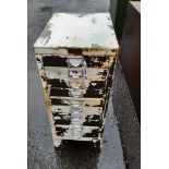 A vintage ten drawer filing cabinet with contents