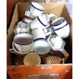 Two boxes of china including teaware, Russian porcelain, Royal Albert, etc.