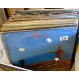A collection of vintage vinyl LPs including Led Zeppelin, Pink Floyd, ABBA, ELO, Genesis, etc.