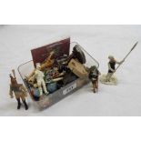 A small box of assorted mostly painted metal figures