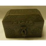 A small eastern bronze casket with wooden liner