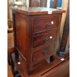 A 38cm Far Eastern stained hardwood bedside chest of three drawers, set on square legs