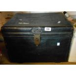 A Japanese canvas clad wicker travelling trunk