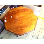 A 68cm Edwardian varnished walnut octagonal topped occasional table - legs reduced as a tea table