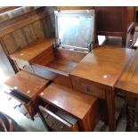 A 1.22m John Lewis stained mixed wood Art Deco style well dressing table with internal mirror to