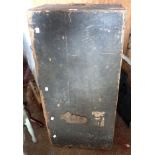 A 91cm early 20th Century stained pine military transit case - with key - a/f