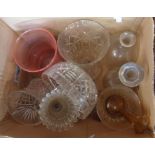 A box of cut and other glassware