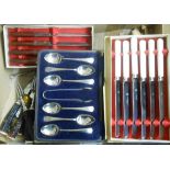 Two cased sets of silver plated cutlery - sold with other cutlery boxed and loose