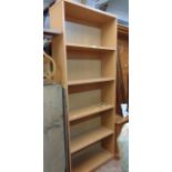 An 80cm modern light wood grain effect five shelf open bookcase - 2.12m high