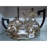 A Viners silver plated four piece tea and coffee set - sold with a gallery tray and three piece