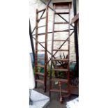 Two old wooden ladders - sold for display use only