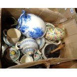 A box of assorted ceramics including Doulton Arabia, etc.