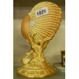 A Royal Worcester blush ivory vase in the form of a nautilus shell