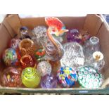 A box containing assorted paperweights, etc.