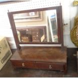 A 19th Century mahogany platform dressing table mirror with flanking reeded supports and two short