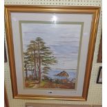 Francis Taggs: a gilt framed watercolour entitled Thatcher Rock, Torbay - signed