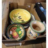 A box containing a quantity of assorted ceramics including Spanish Royal Doulton Norfolk, etc.