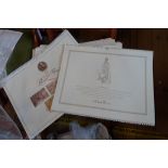 An assortment of William Russel Flint part calendar prints from 1997