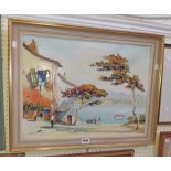 †D'oyly John: a framed vintage oil on canvas entitled Two Trees (South of France) - signed and