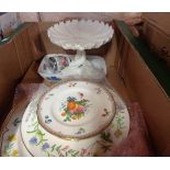 A box containing assorted ceramic items including Worcester Sandringham, Summer Fruits, etc.
